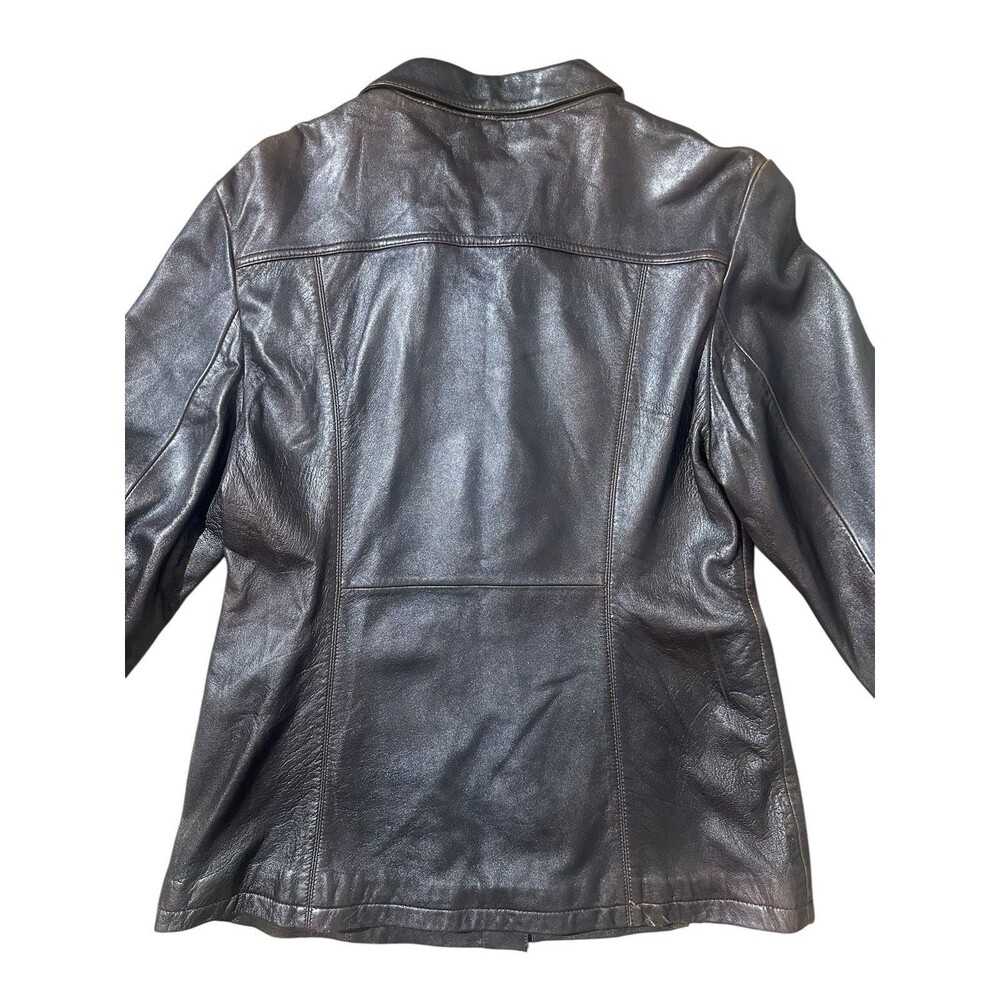 Vintage Wilsons Leather Maxima Women's Brown Genuine Leather Jacket XL Button Up - Picture 12 of 16
